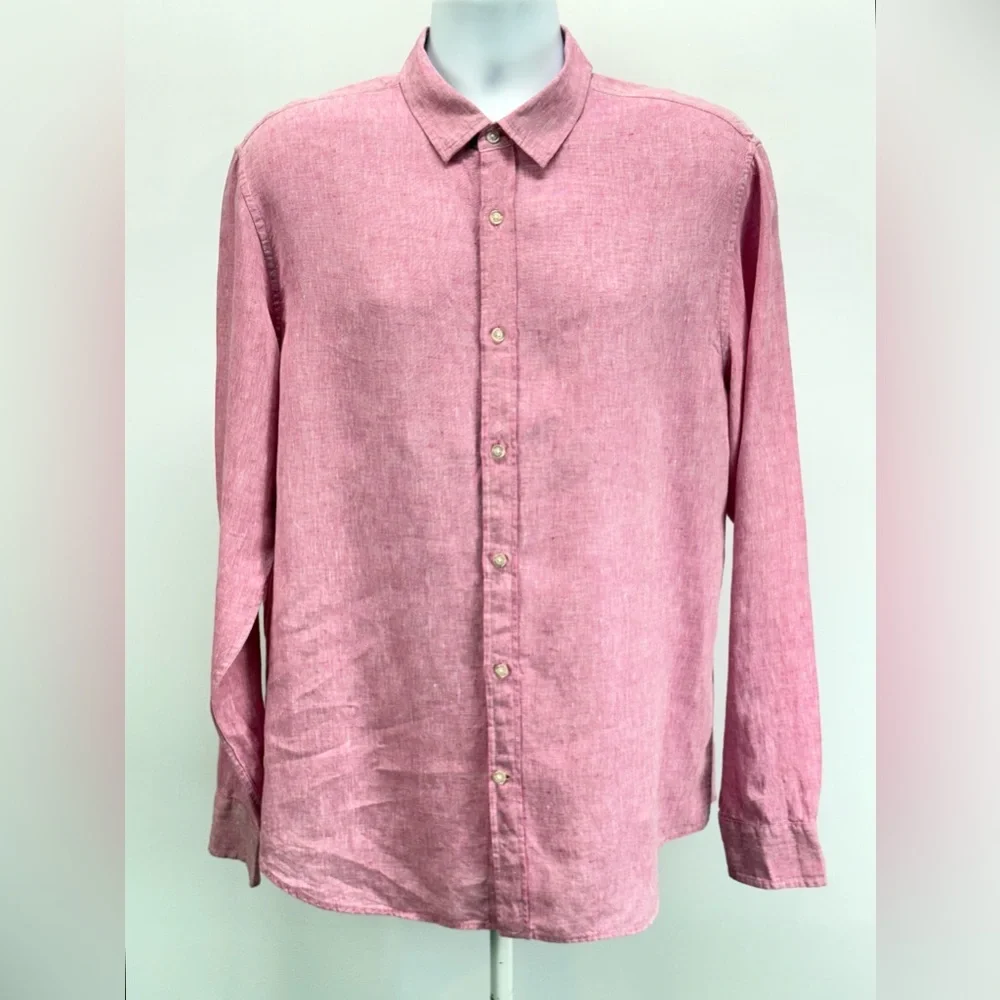 BANANA REPUBLIC Men's pink 100% Linen Slim Fit Button Down Shirt size XL - Picture 9 of 13